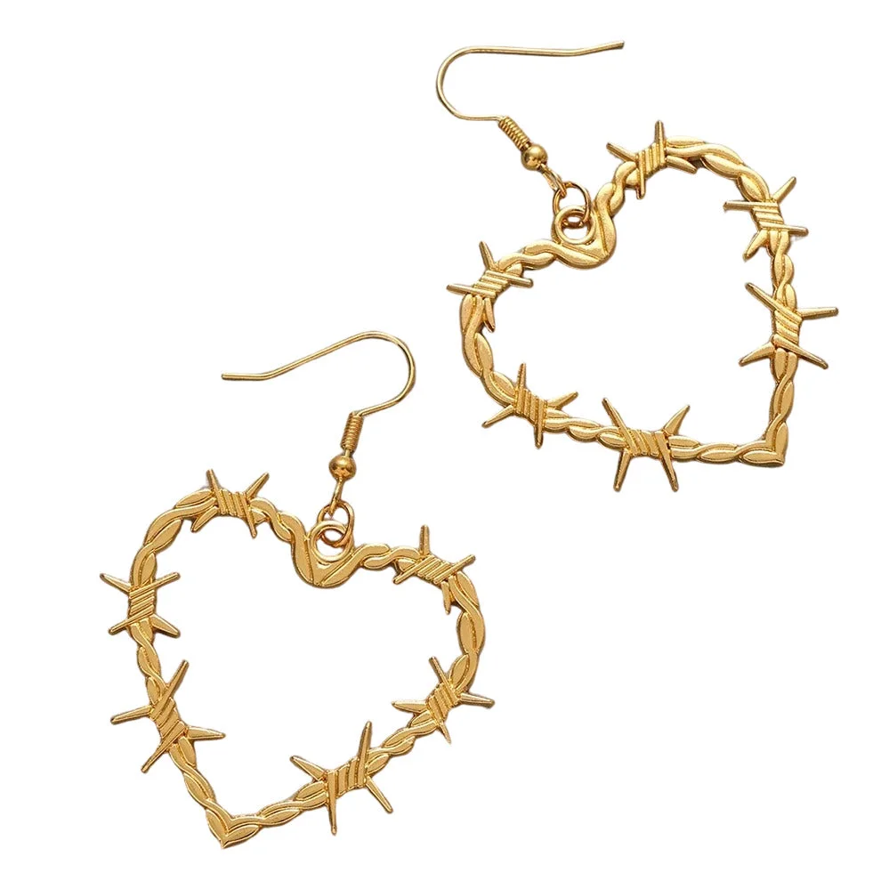 Barbed Wire Heart Earrings — view 1
