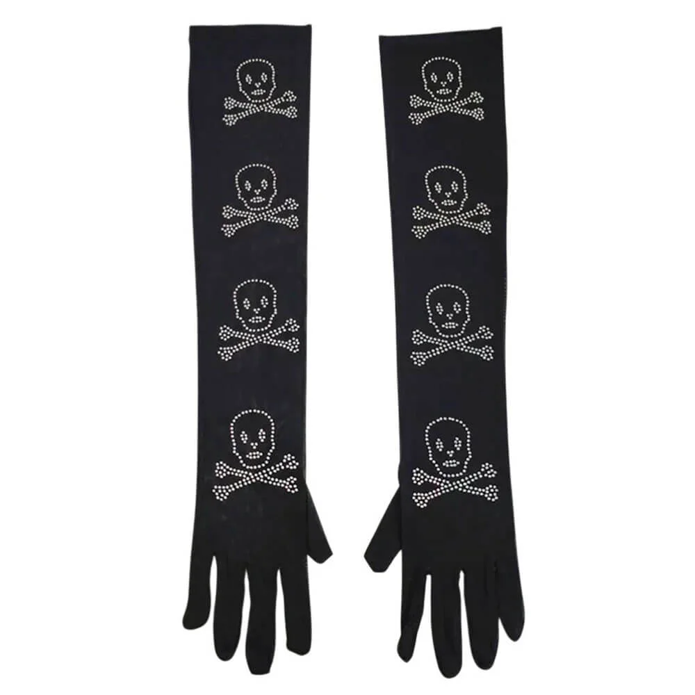 Skull Rhinestone Gloves — view 1
