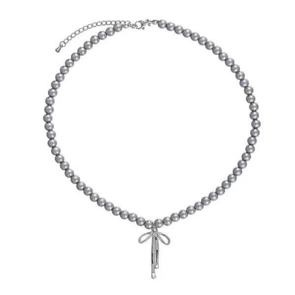 Bow Pendant Pearl Necklace — view 1