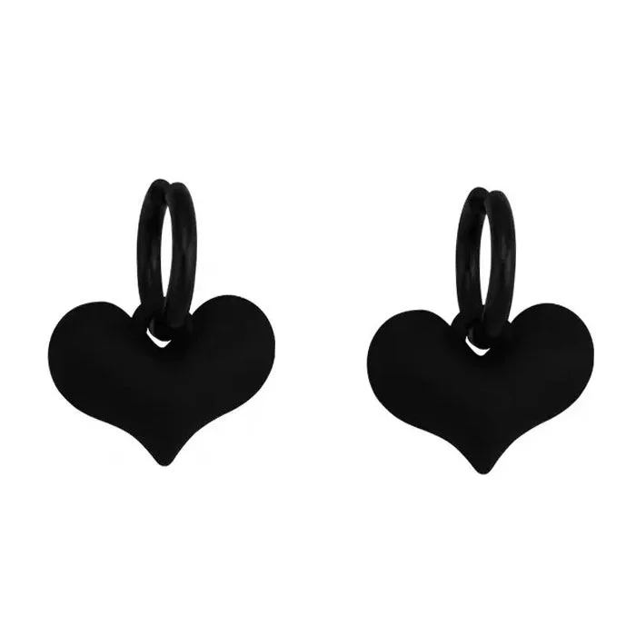 Black Heart Pendant Earrings — view 1
