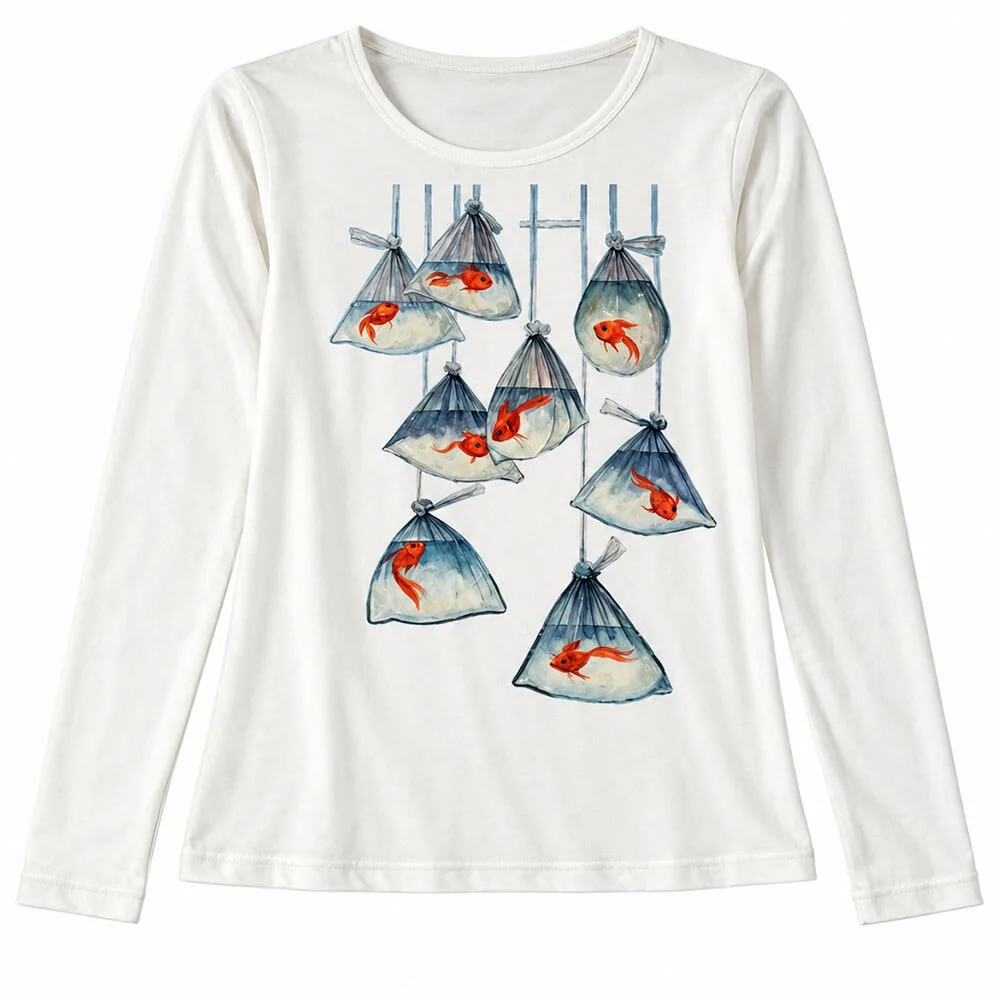Koi Fish Graphic Long Sleeve Top — view 1