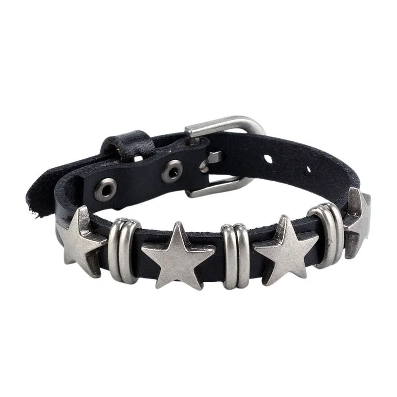 Grunge Aesthetic Star Leather Bracelet — view 1