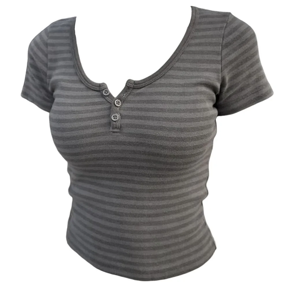 2000s Striped Henley T-Shirt — view 1