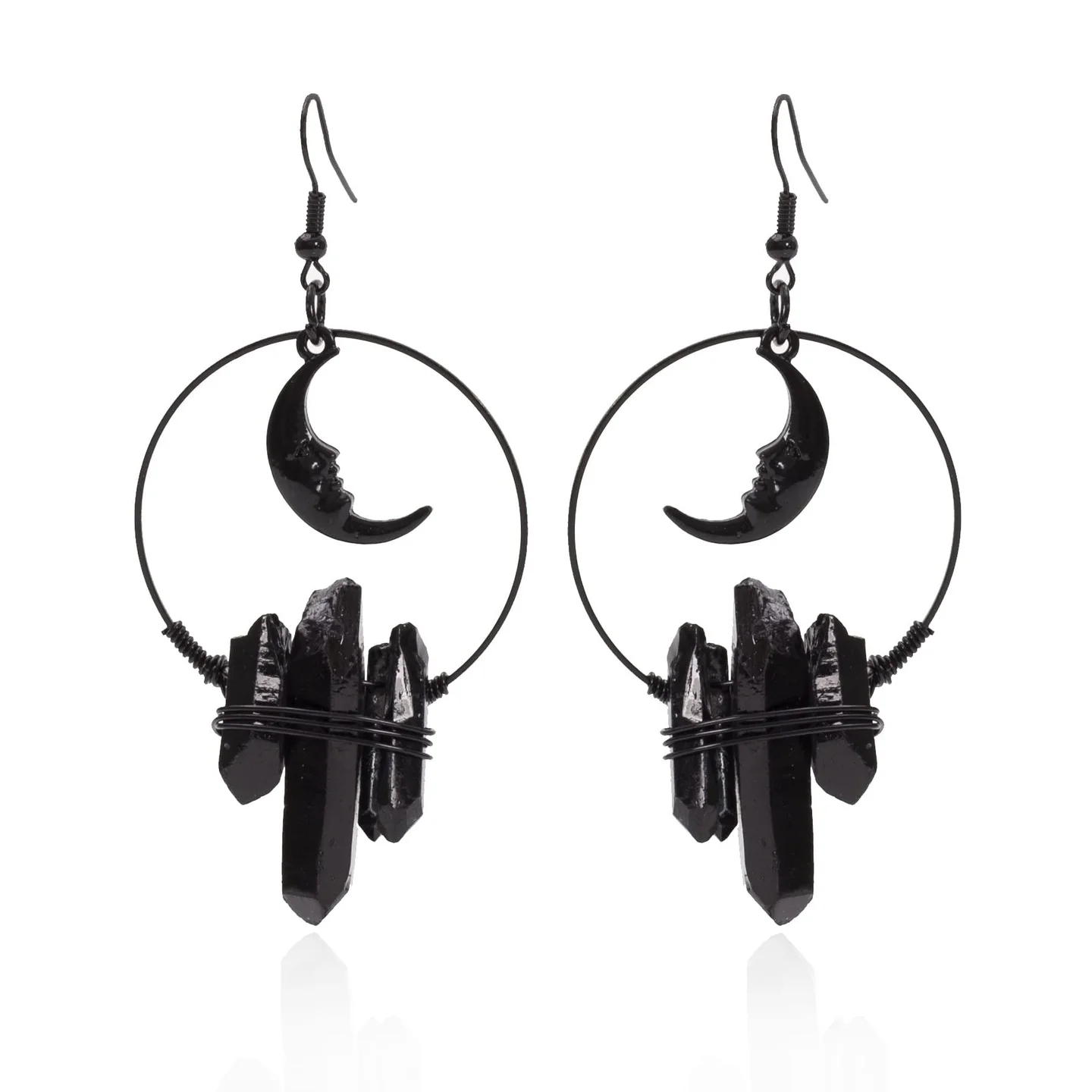 Black Moon Witch Crystal Earrings — view 1