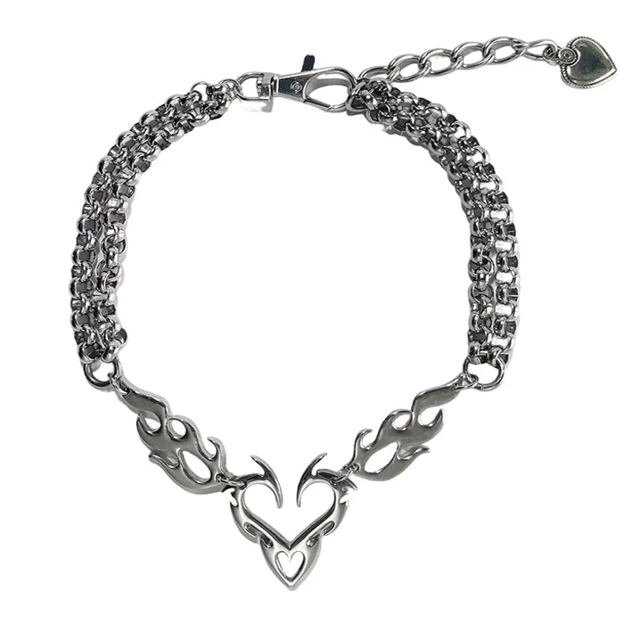 Grunge Heart Chain Necklace — view 1