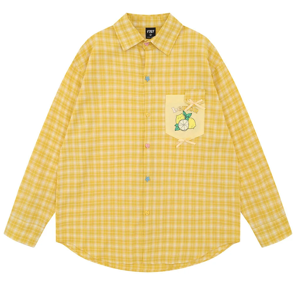 Fruit Graphic Plaid Button Up Shirt — view 1