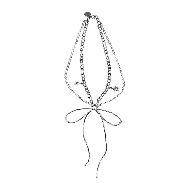 Grunge Aesthetic Metal Bow Choker — view 1
