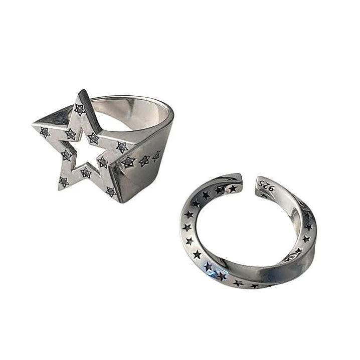 00's Nostalgia Star-Shaped Rhinestone Ring — view 1