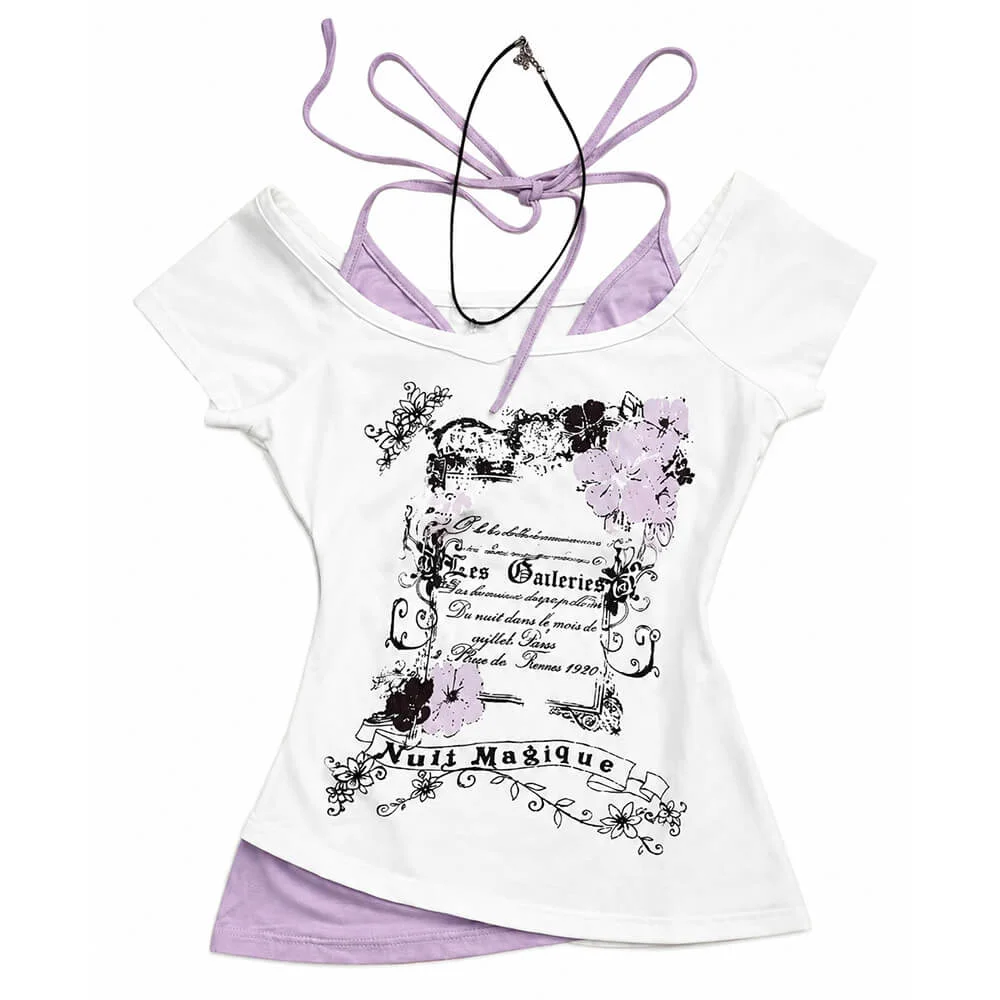 Y2K Halter Layered T-Shirt — view 1