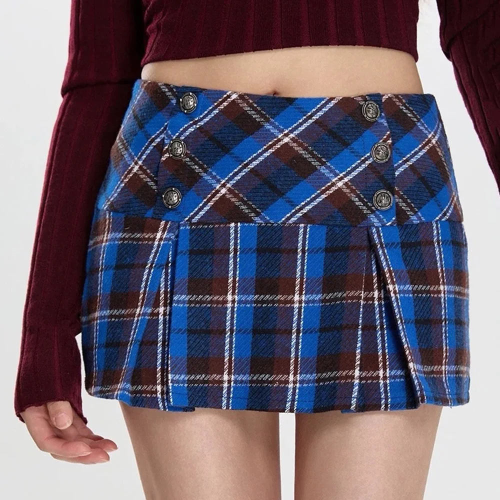 Best In Class Plaid Mini Skirt in Blue — view 1
