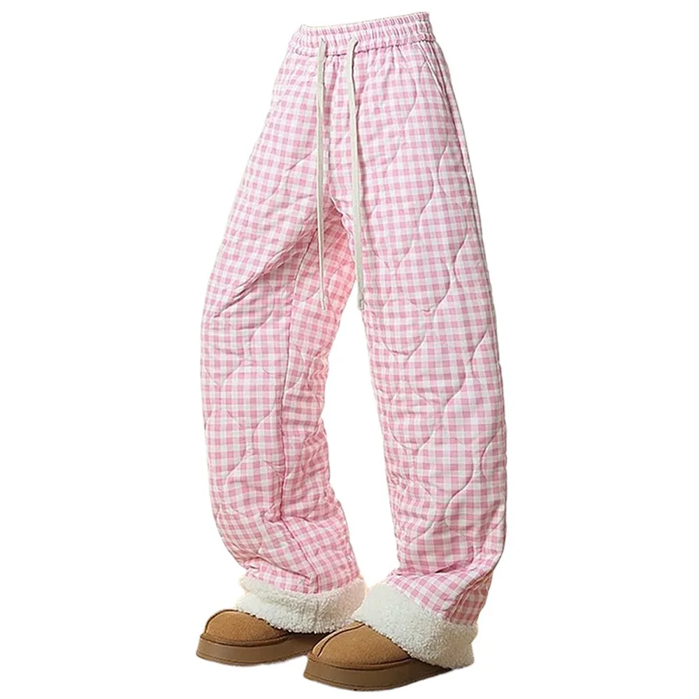 Pastel Checkered Puffer Pants — view 1