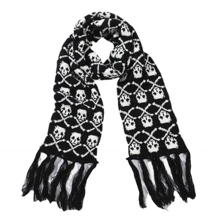Grunge Skull Knitted Scarf — view 1